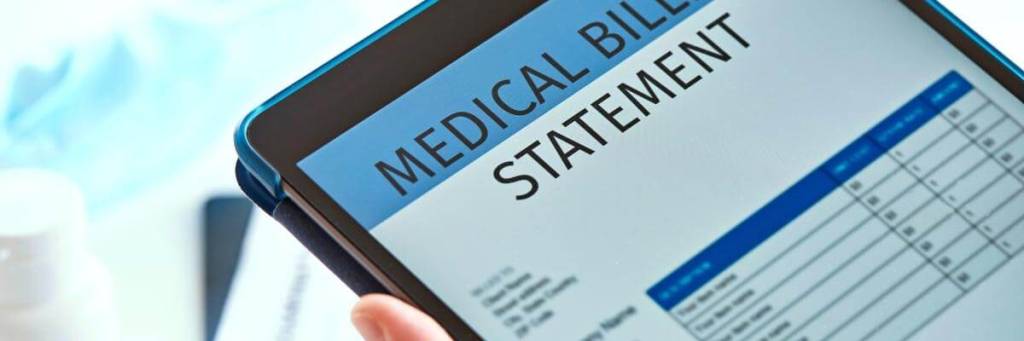 Bill Print - Medical billing statement from a tablet.