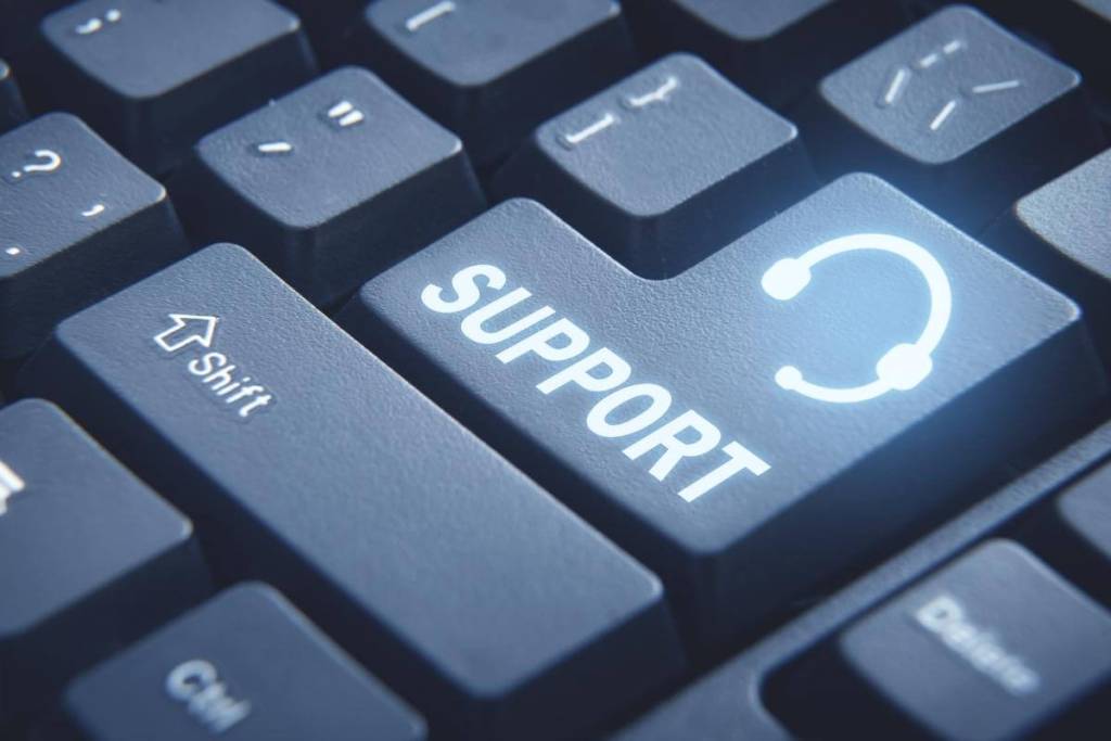 Support. Computer, keyboard, Internet, business and technology. 