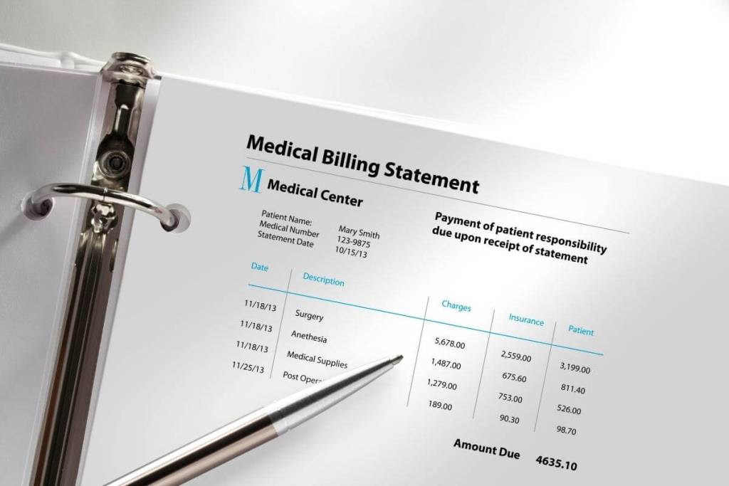 Medical billing - invoice for dermatology services. 