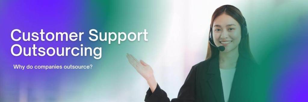 Why Should You Outsource Customer Support - Portrait of Asian woman customer support phone operator. Concept call center job service. Why companies choose to outsource. 