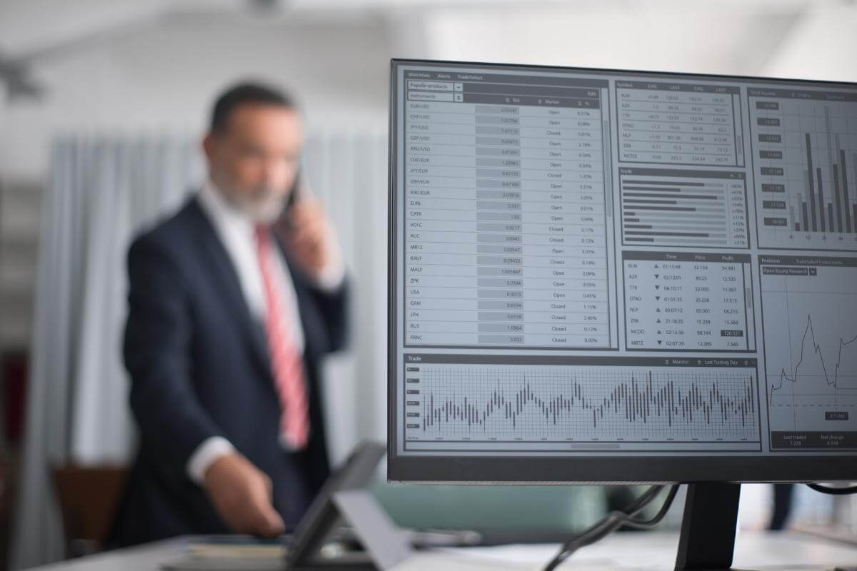 Market Data display on a computer - banking and finance concept 