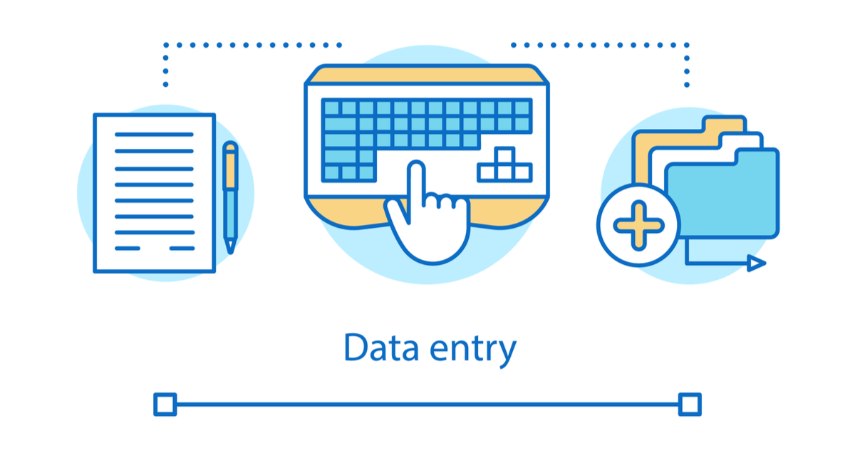What Is Manual Data Entry? - Data entry concept icon. Secretary, personal assistant idea thin line illustration. Typist, transcriber, clerk. Part-time employment, freelance.