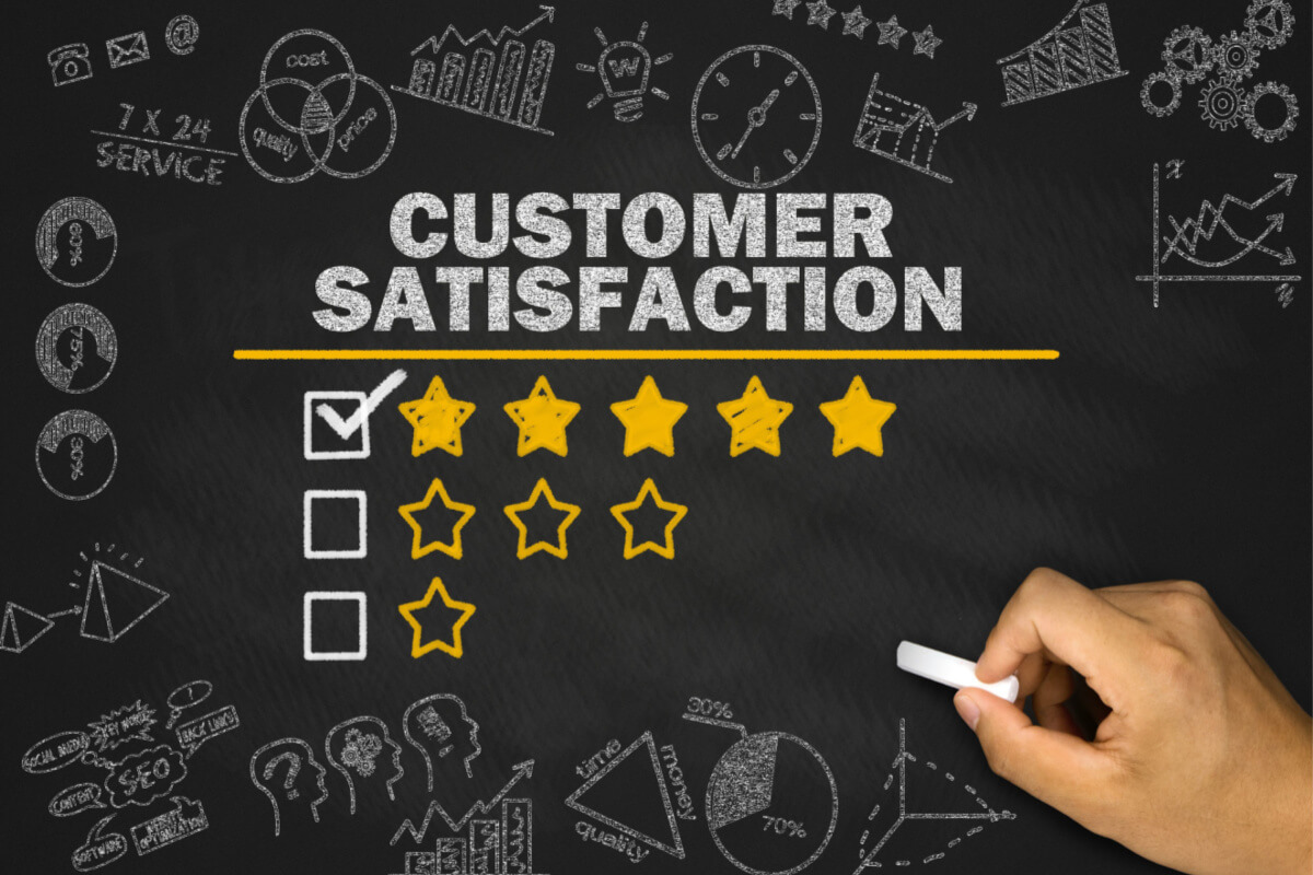 customer satisfaction concept on blackboard