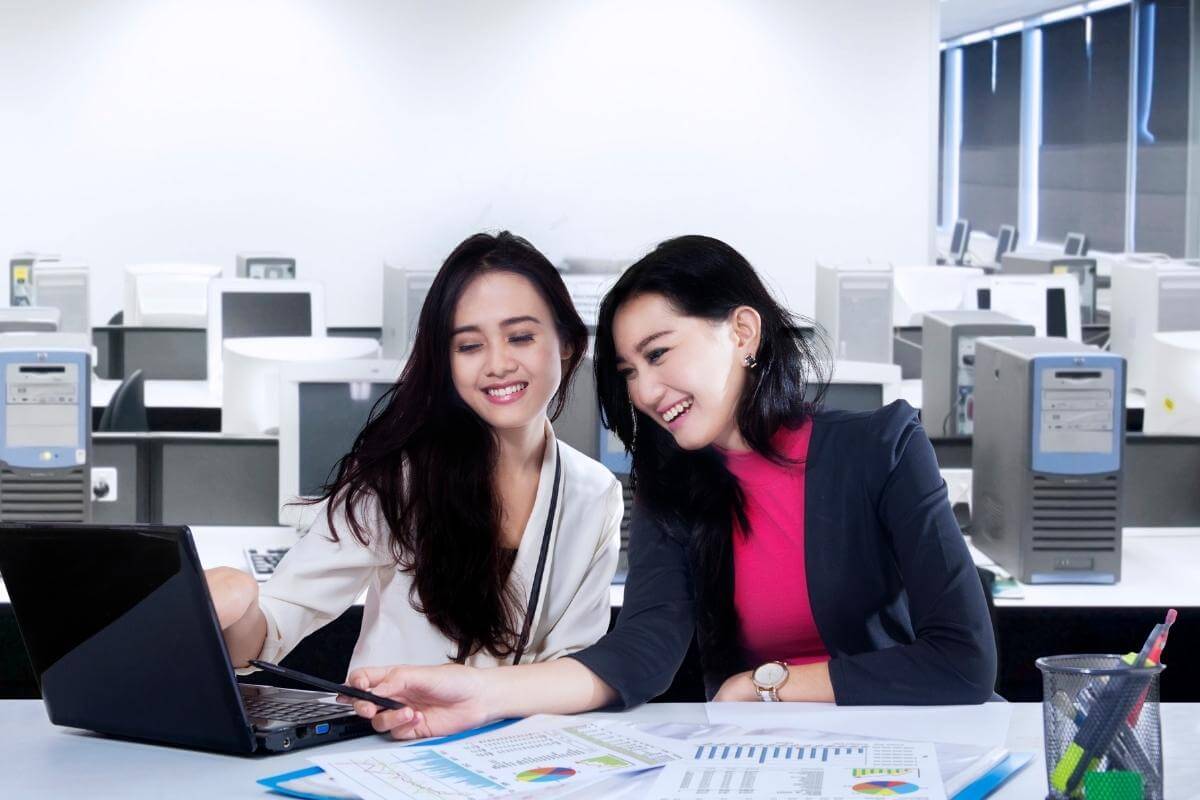 Woman working at a back office outsourcing company