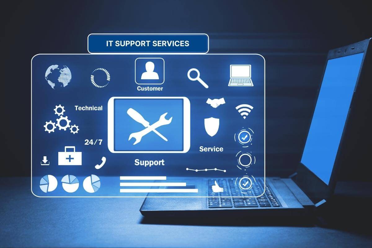 IT Support services concept - tech, call center, chat support 