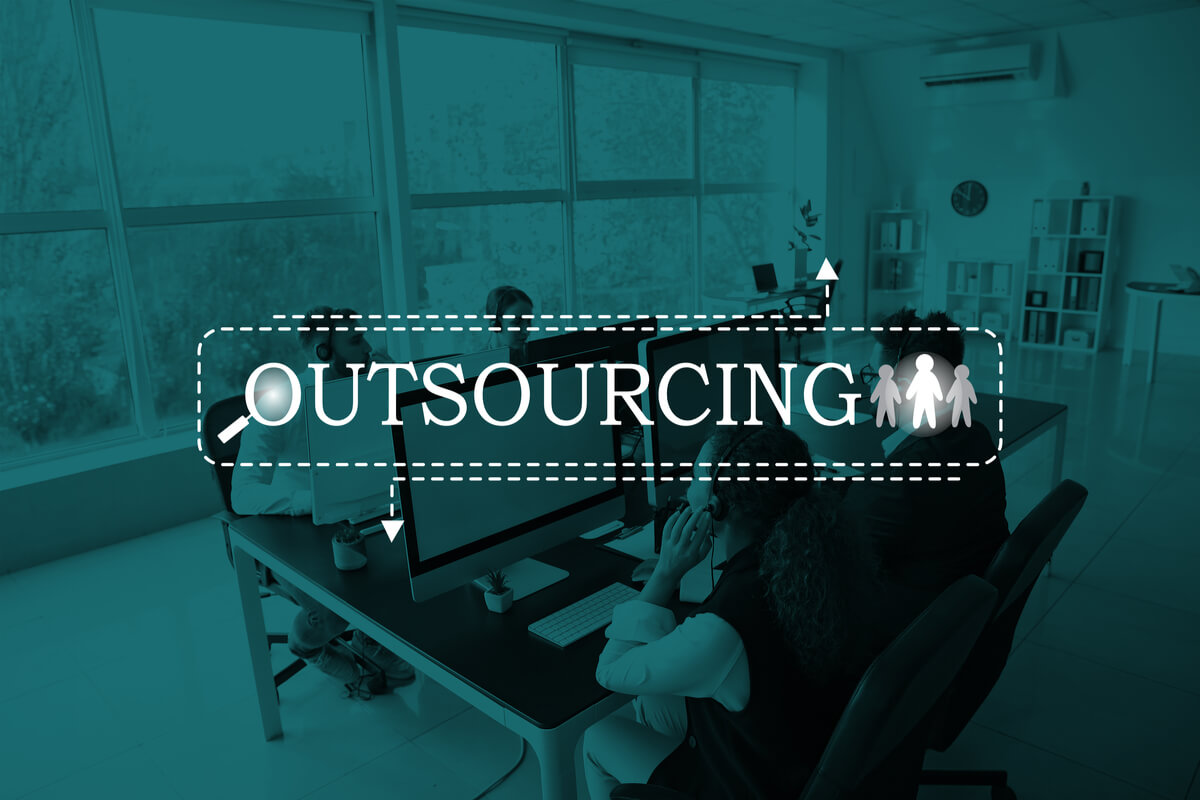 Team of technical support agents working in office. Concept of outsourcing