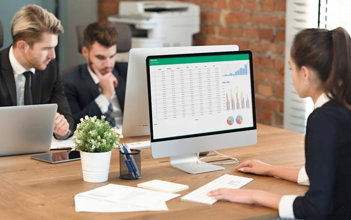 Budget planning, spreadsheet with report graph. Accounting or investment concept