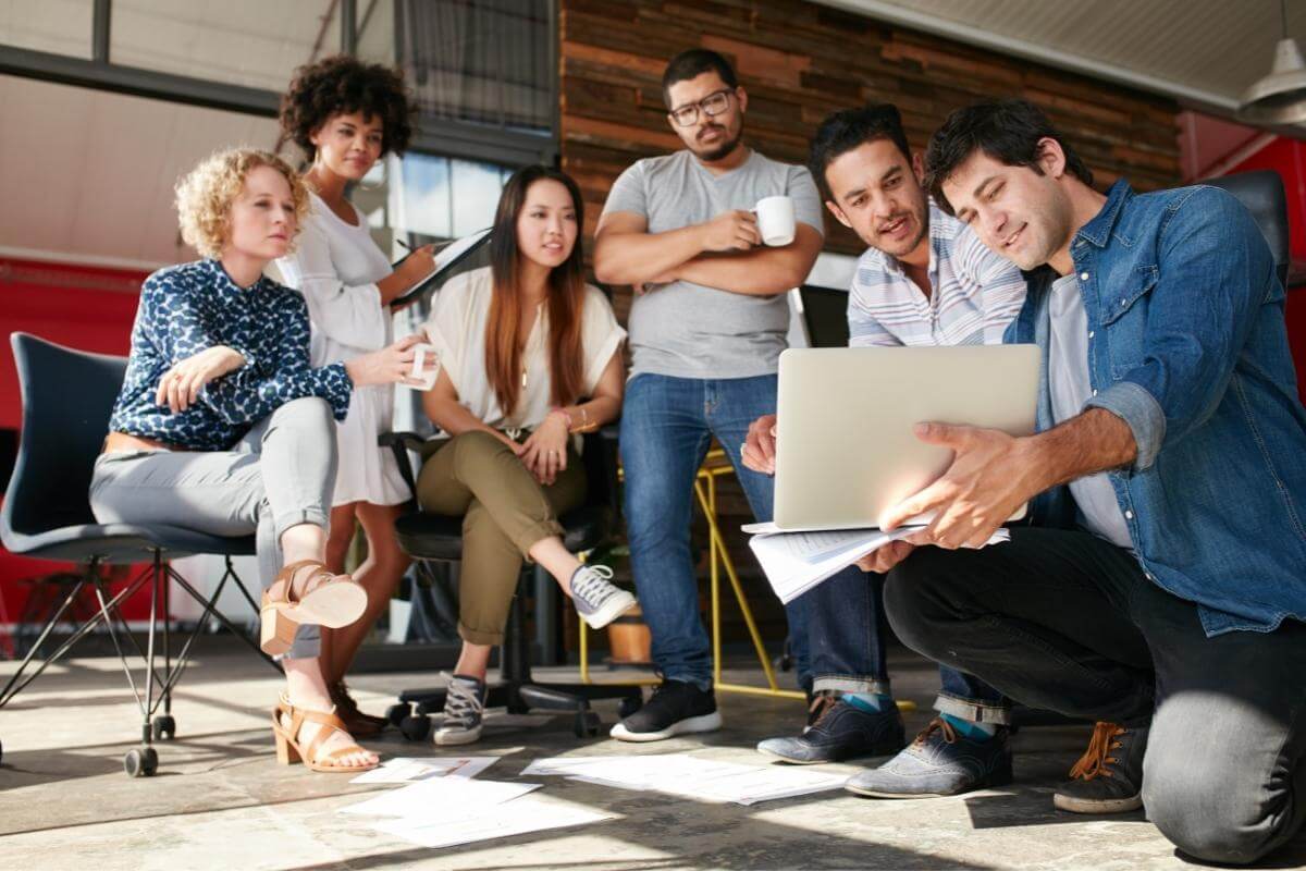 Team working and planning in a meeting. 