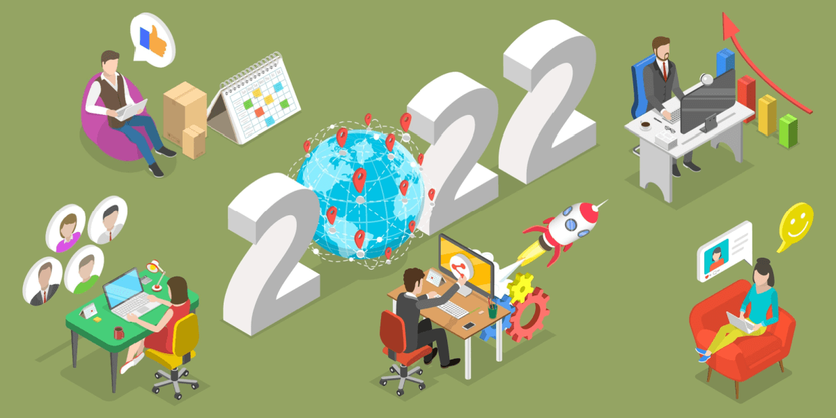 3D Isometric Flat Vector Conceptual Illustration of New Year And IT Outsourcing Trends, Company Remote Management