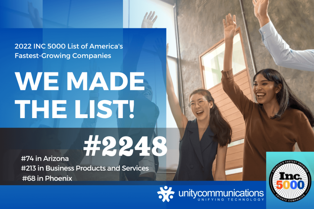 Unity Communications Appears on the Inc. 5000 List of Fastest-Growing Private Companies
