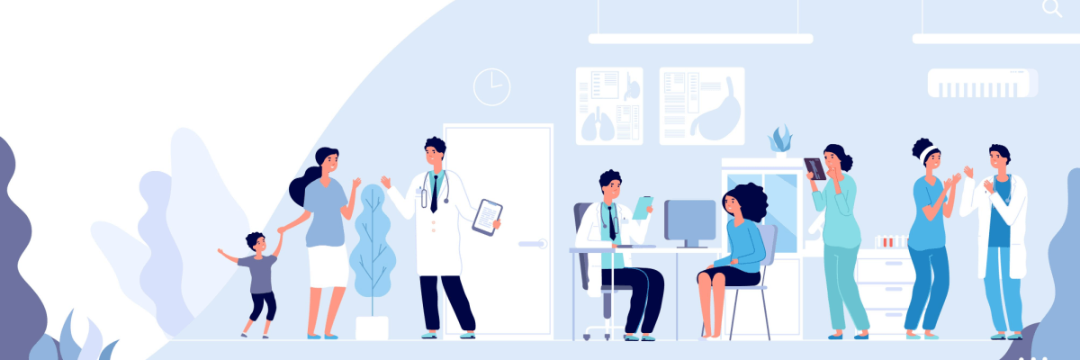 Medical landing page. Online clinical consult with diverse doctors. Healthcare vector concept. Medical doctor, clinic consultation webpage, medicine hospital