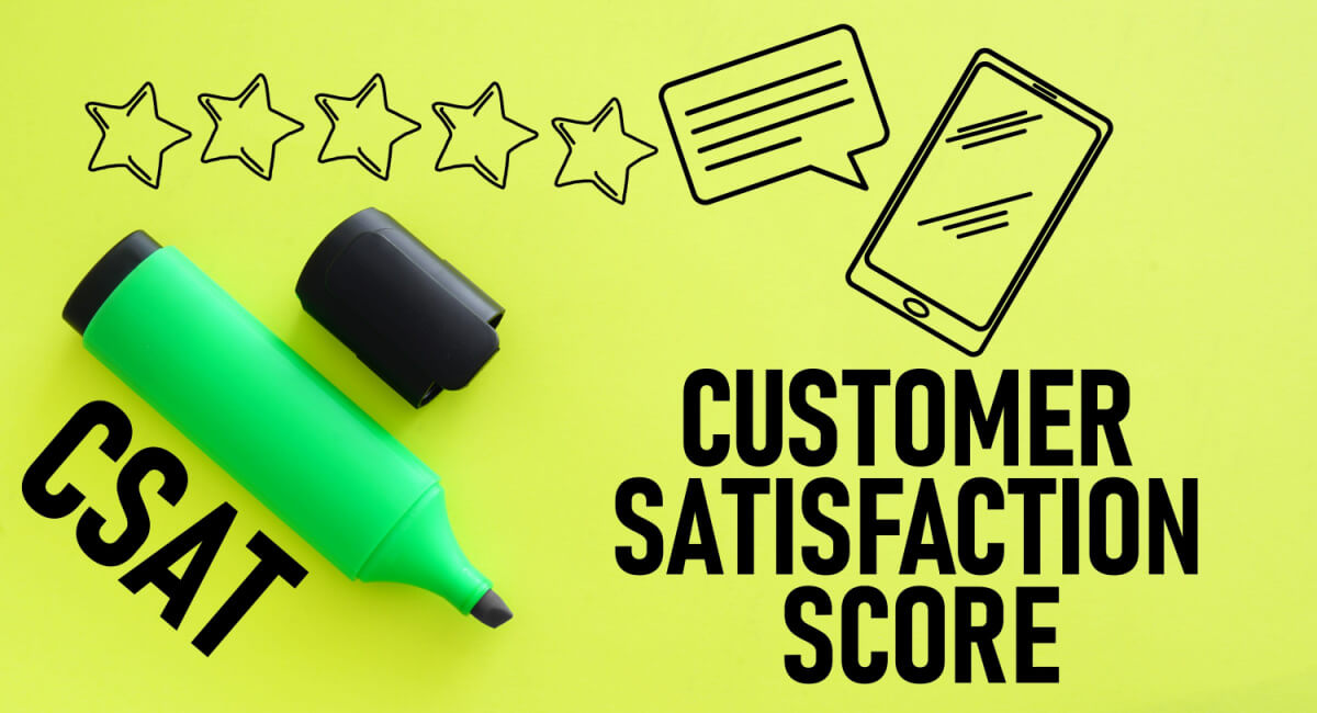 Customer Satisfaction Score CSAT is shown using a text and picture of stars