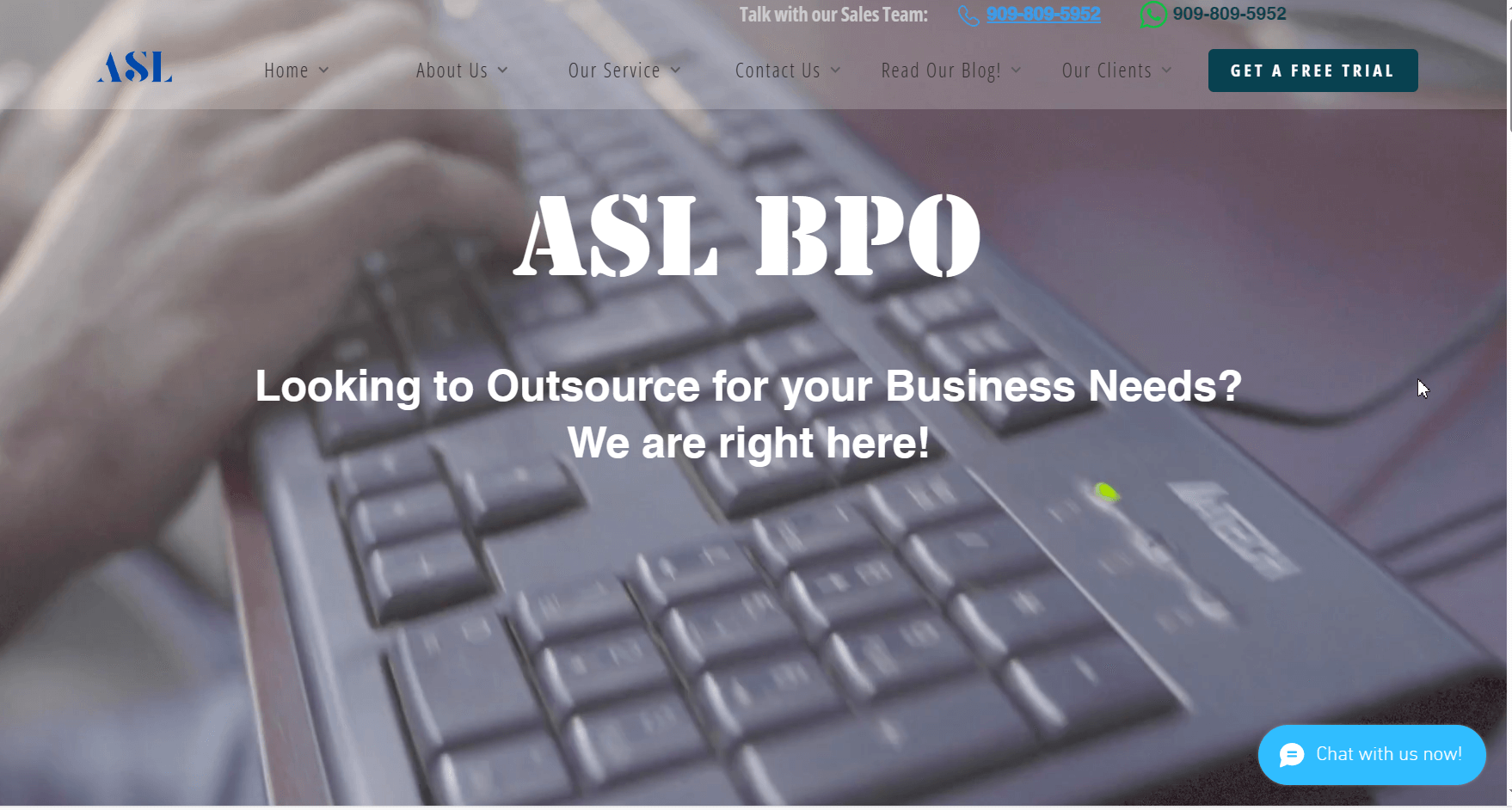 ASL BPO website screenshot 2024
