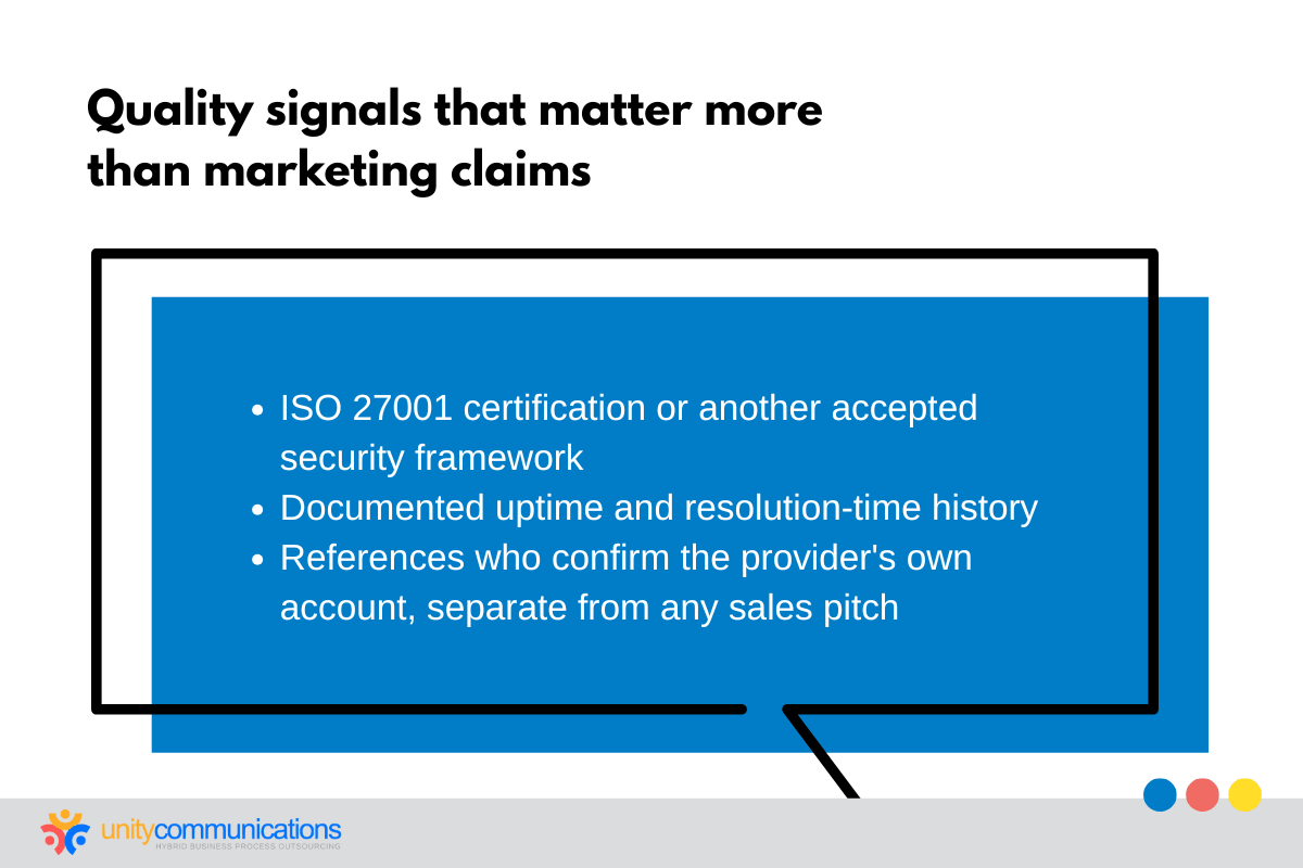 Quality signals that matter more than marketing claims